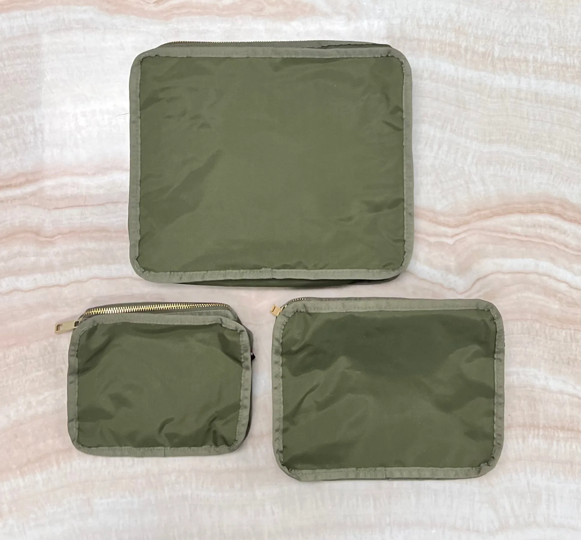 Personalized Nylon Olive Brass Organizing Trio