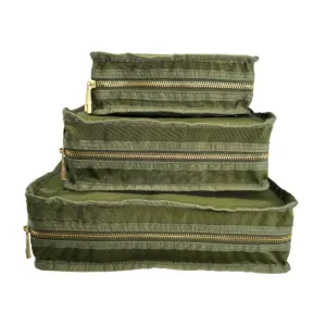 Personalized Nylon Olive Brass Organizing Trio