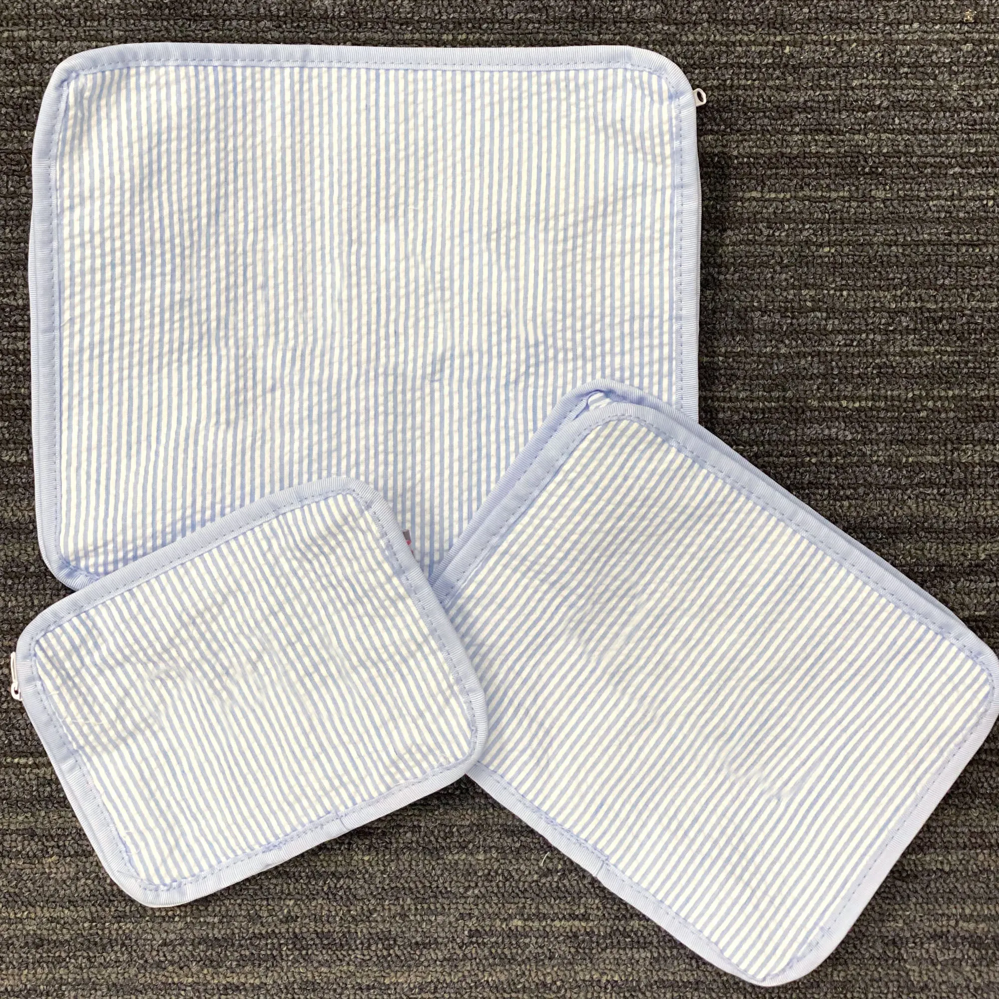 Personalized Seersucker Baby Blue Organizing Trio