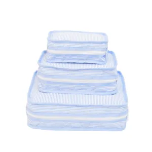 Personalized Seersucker Baby Blue Organizing Trio