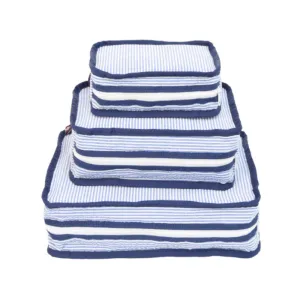 Personalized Seersucker Blue Navy Organizing Trio
