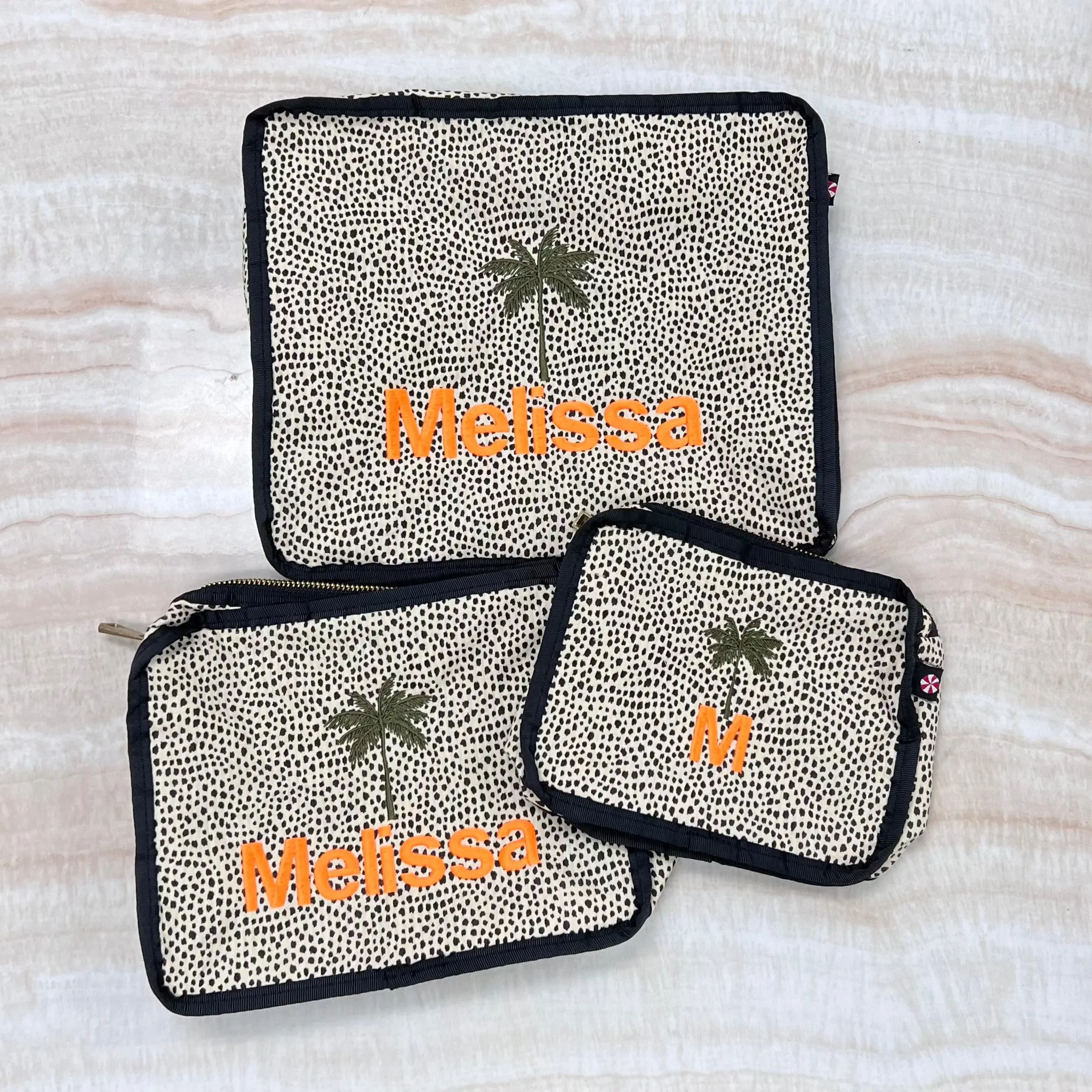 Personalized Seersucker Cheetah Organizing Trio