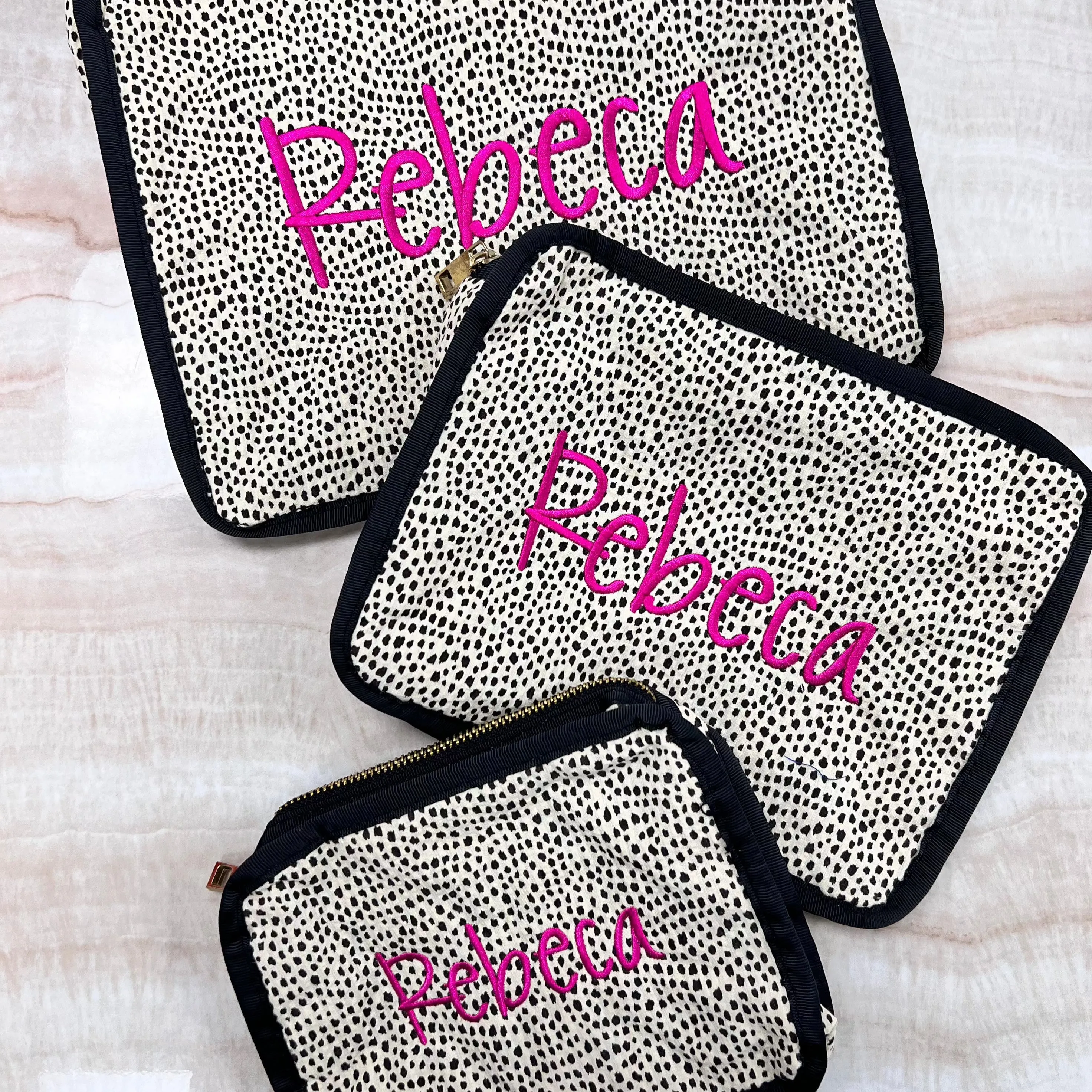 Personalized Seersucker Cheetah Organizing Trio