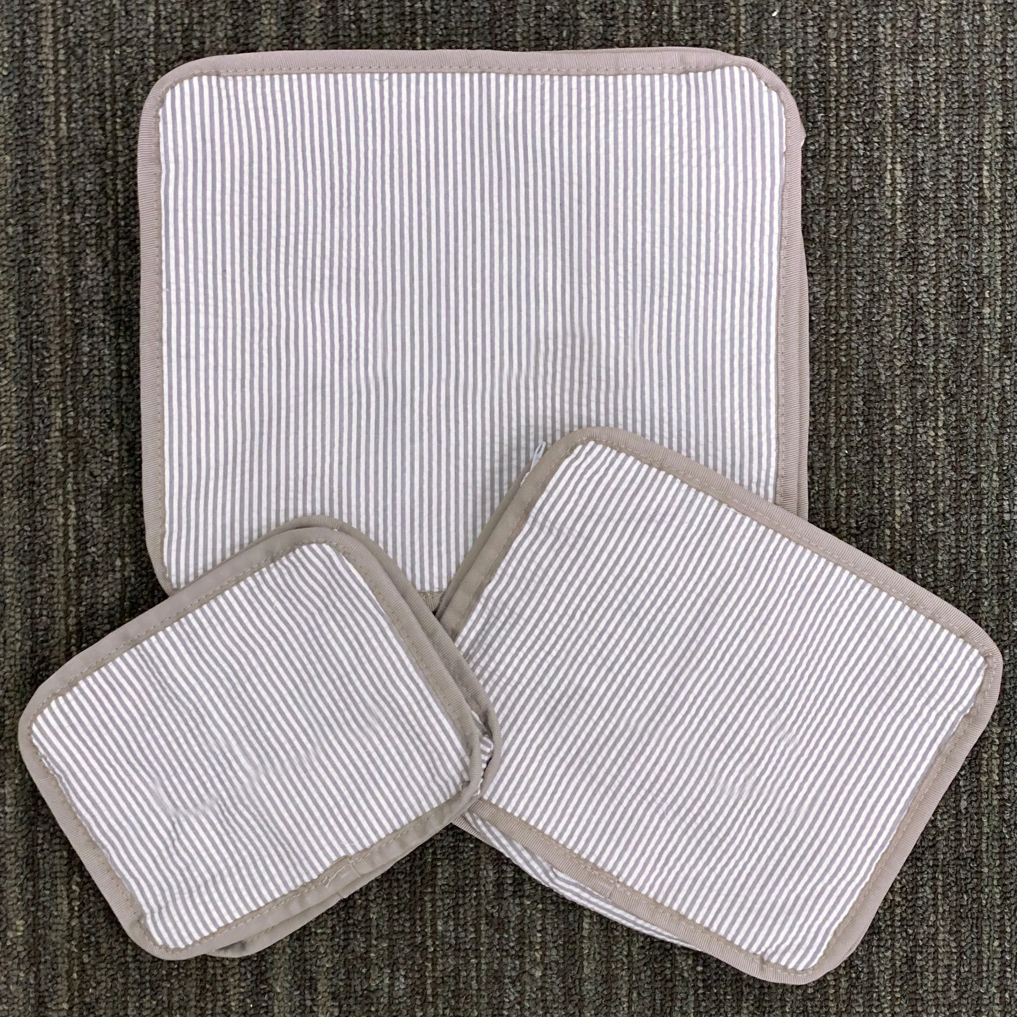 Personalized Seersucker Grey Organizing Trio