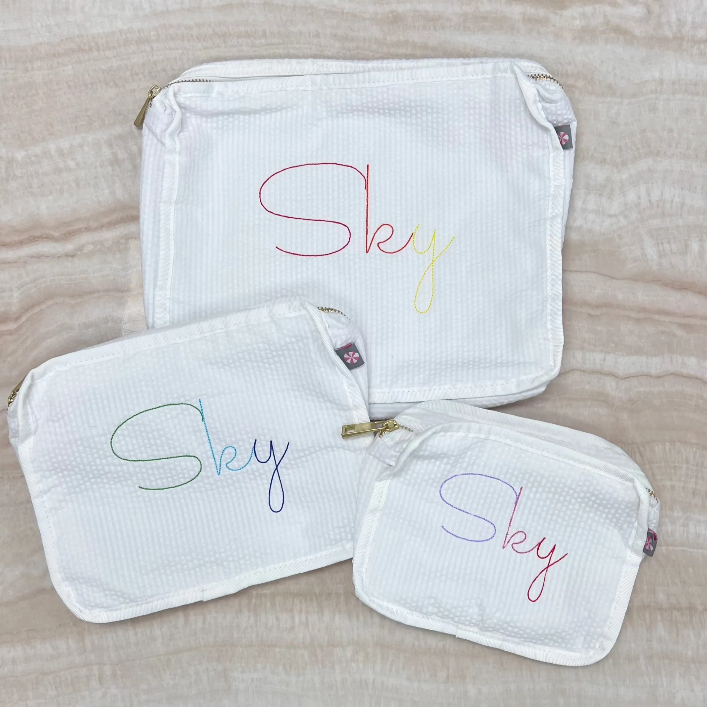 Personalized Seersucker White Organizing Trio