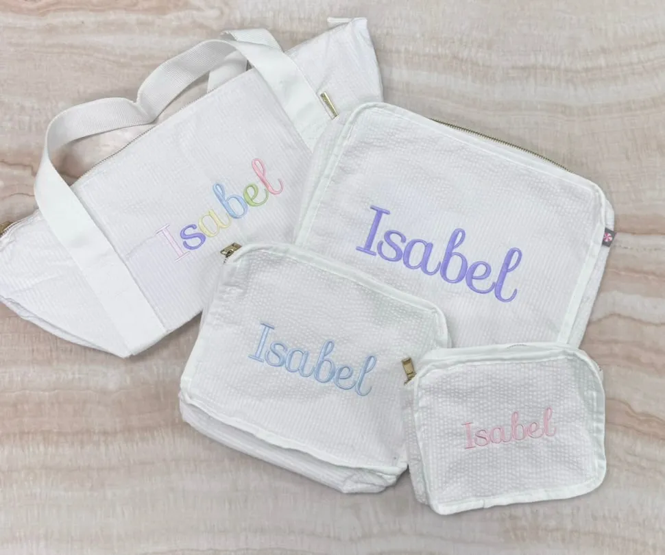 Personalized Seersucker White Organizing Trio