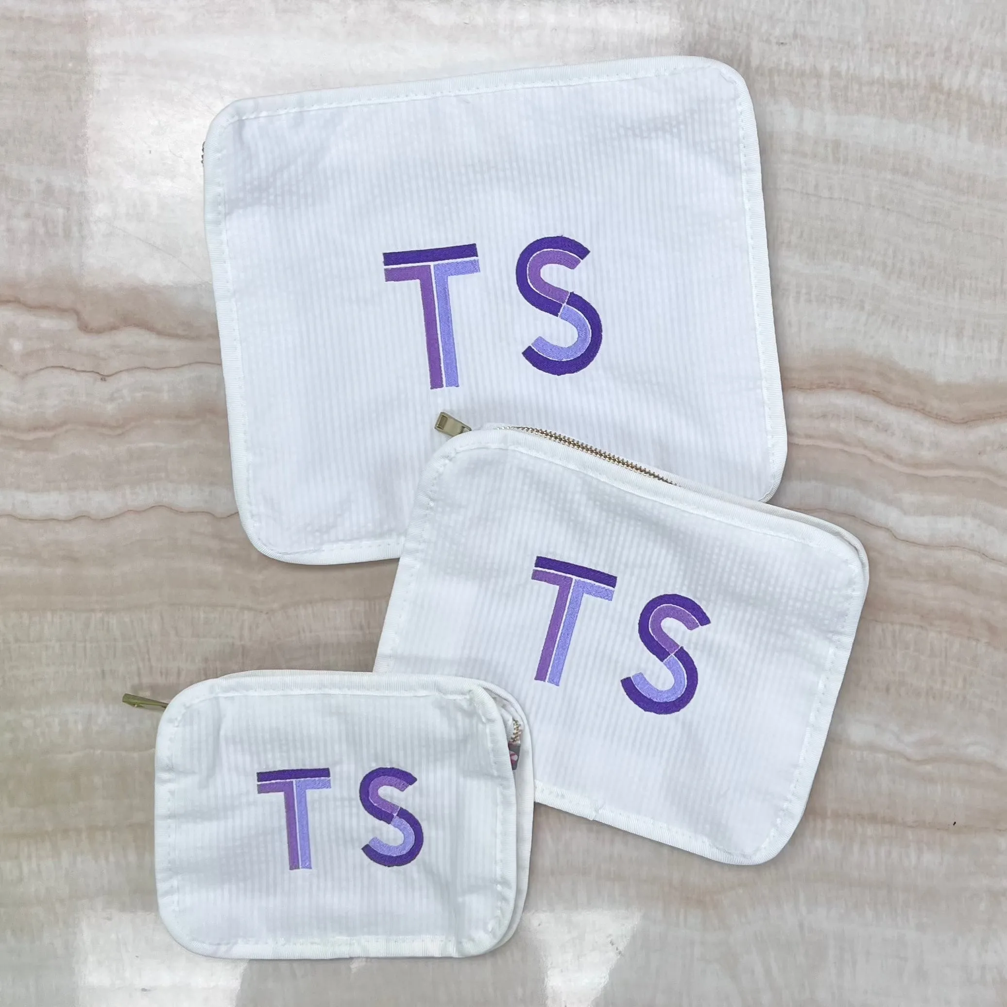 Personalized Seersucker White Organizing Trio