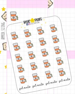 Pet Medication Planner Stickers, Planner Doodle Stickers, Cute Pet Stickers, Icon, Stickers, Kawaii Stickers