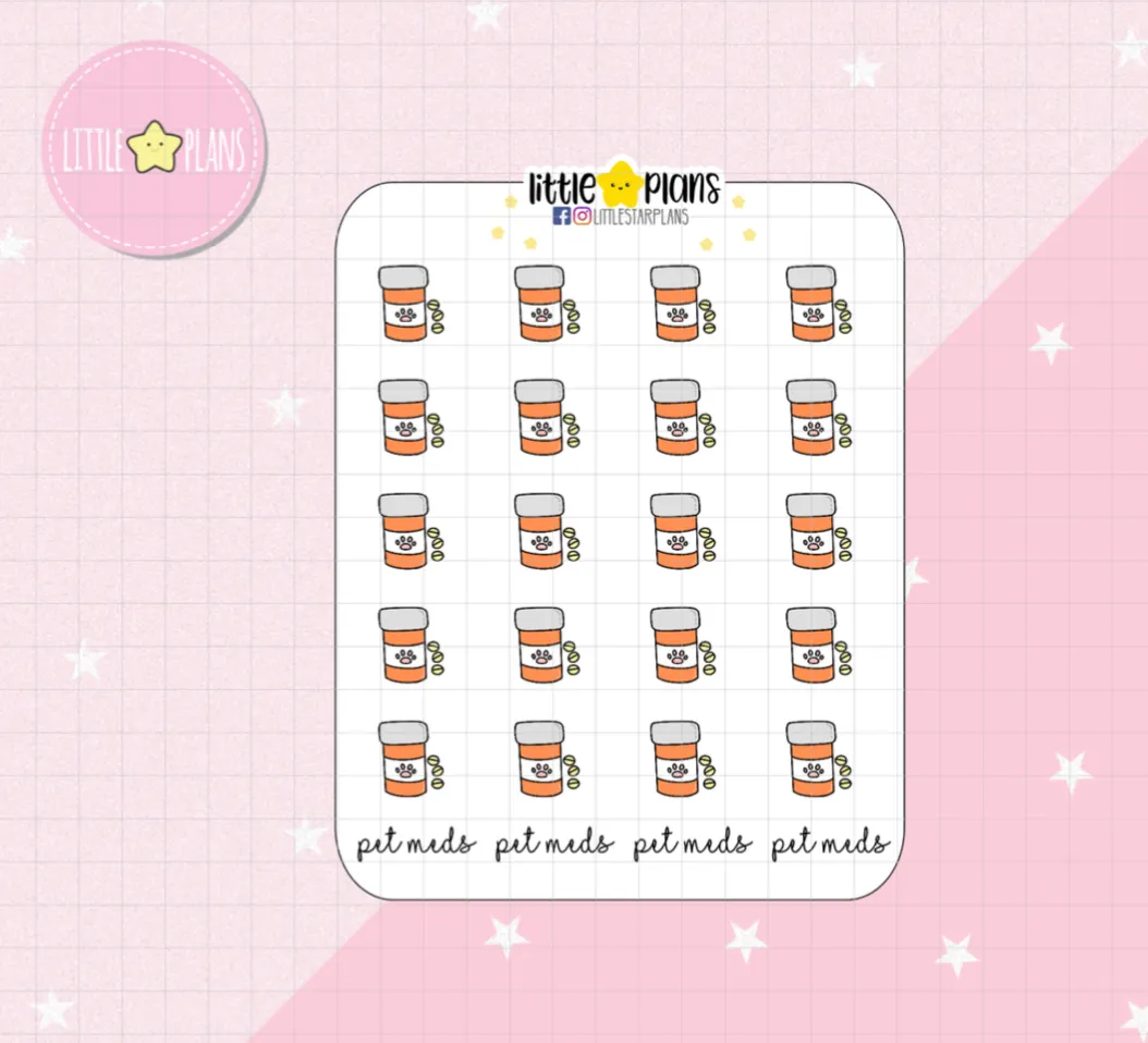 Pet Medication Planner Stickers, Planner Doodle Stickers, Cute Pet Stickers, Icon, Stickers, Kawaii Stickers