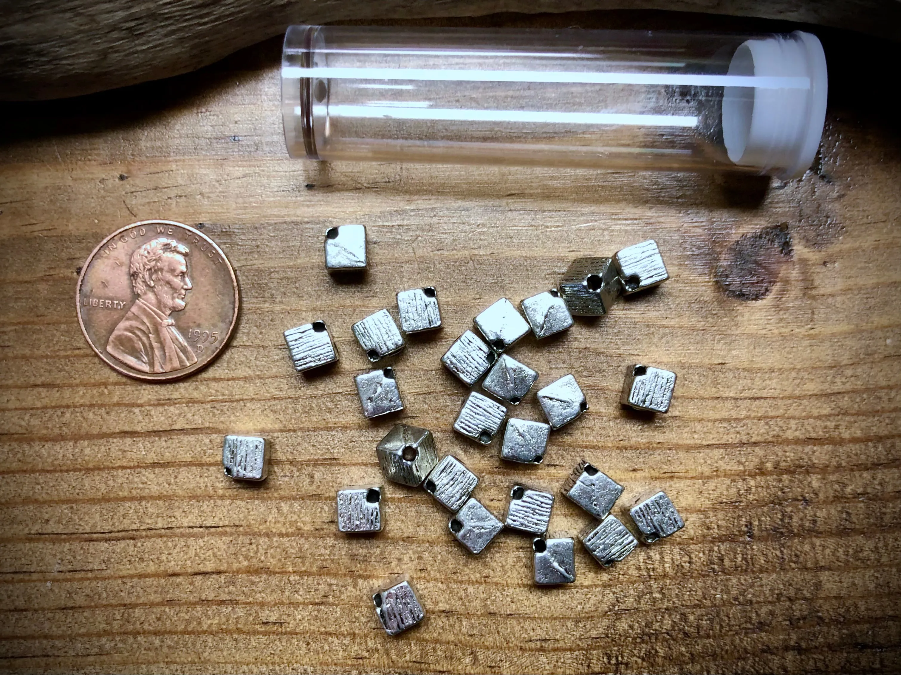 Pewter Spacers Set - 5mm Textured Diagonal Cubes