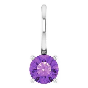 Platinum Imitation Amethyst Solitaire Charm/Pendant