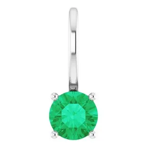 Platinum Imitation Emerald Solitaire Charm/Pendant