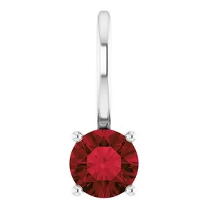 Platinum Imitation Mozambique Garnet Solitaire Charm/Pendant
