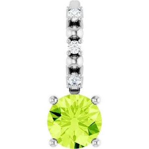 Platinum Imitation Peridot & .01 CTW Natural Diamond Charm/Pendant