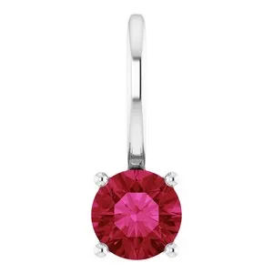 Platinum Imitation Ruby Solitaire Charm/Pendant