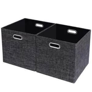 Posprica Storage Cube Basket Bins,13×13 Foldable Storage Boxes Closet Organizer for Shelf Cabinet Bookcase,Thick Fabric Drawer Container, 2pcs,Black