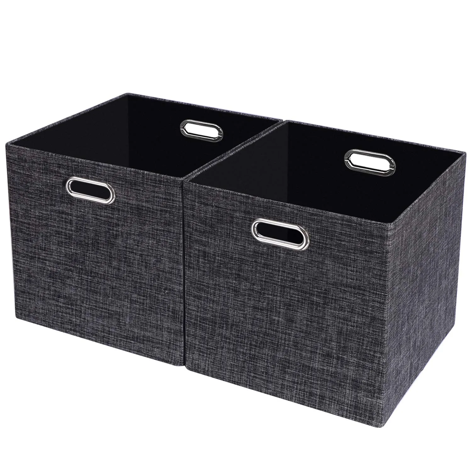 Posprica Storage Cube Basket Bins,13×13 Foldable Storage Boxes Closet Organizer for Shelf Cabinet Bookcase,Thick Fabric Drawer Container, 2pcs,Black