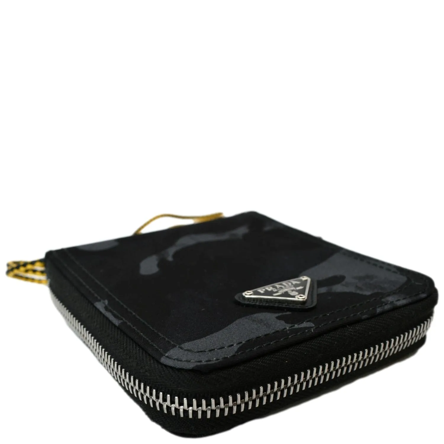 PRADA Camouflage Leather Zip Around Wallet Black