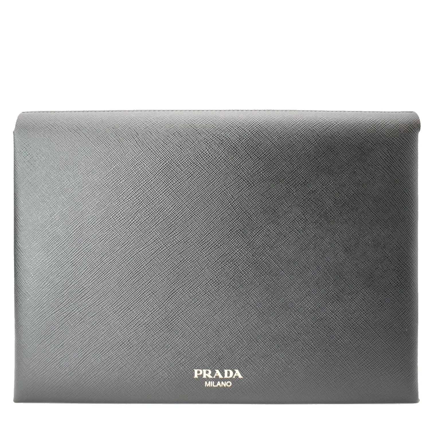 PRADA Document Holder Saffiano Leather Pouch Black