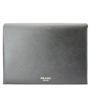 PRADA Document Holder Saffiano Leather Pouch Black