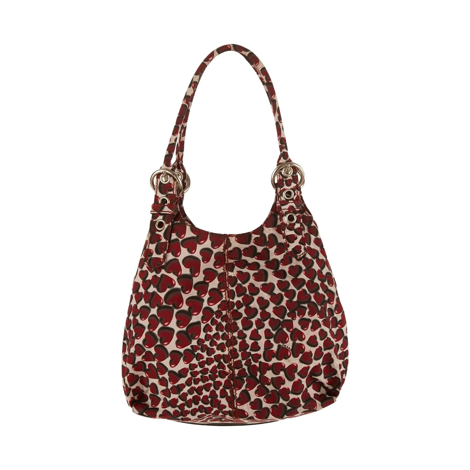 Prada White Heart Print Shoulder Bag