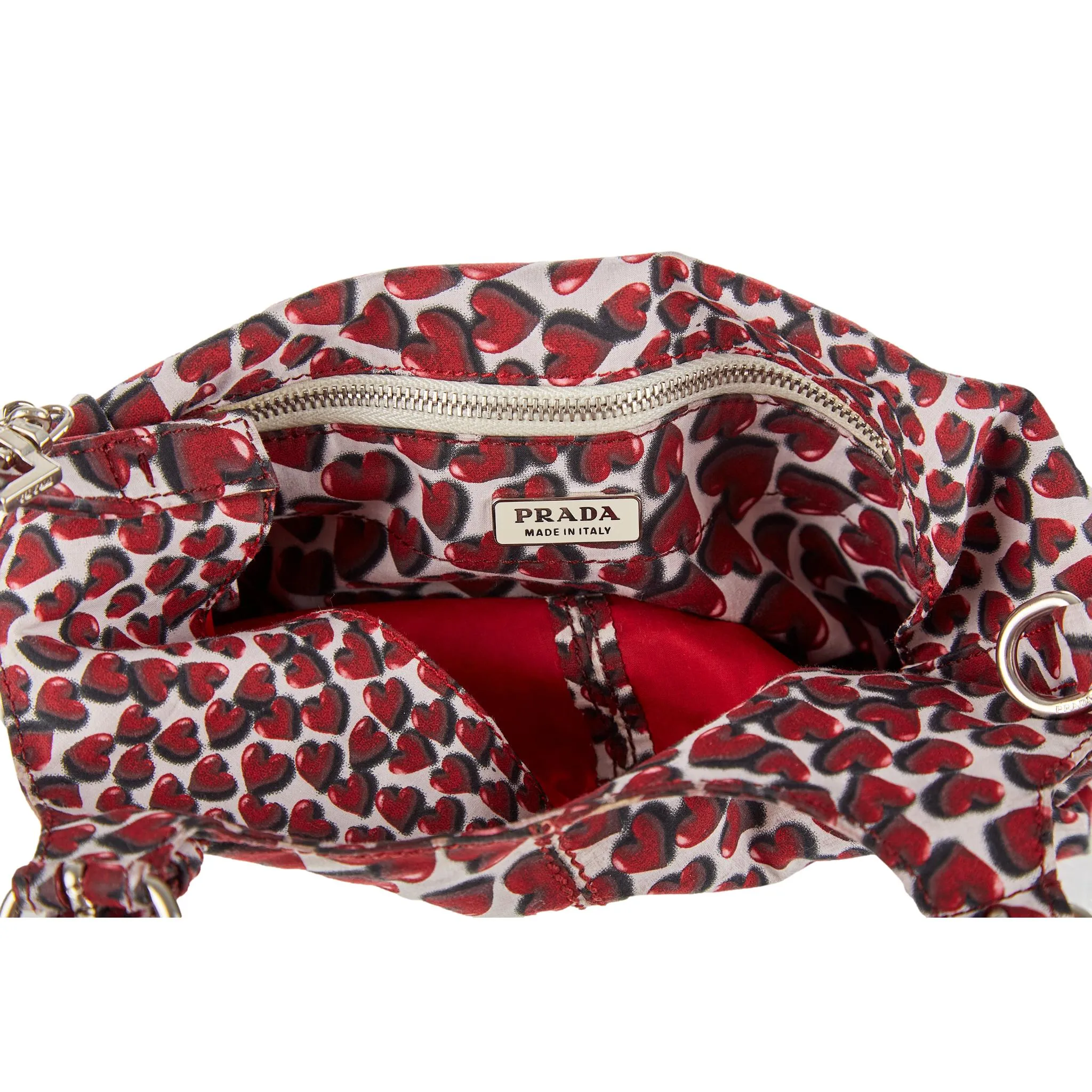 Prada White Heart Print Shoulder Bag