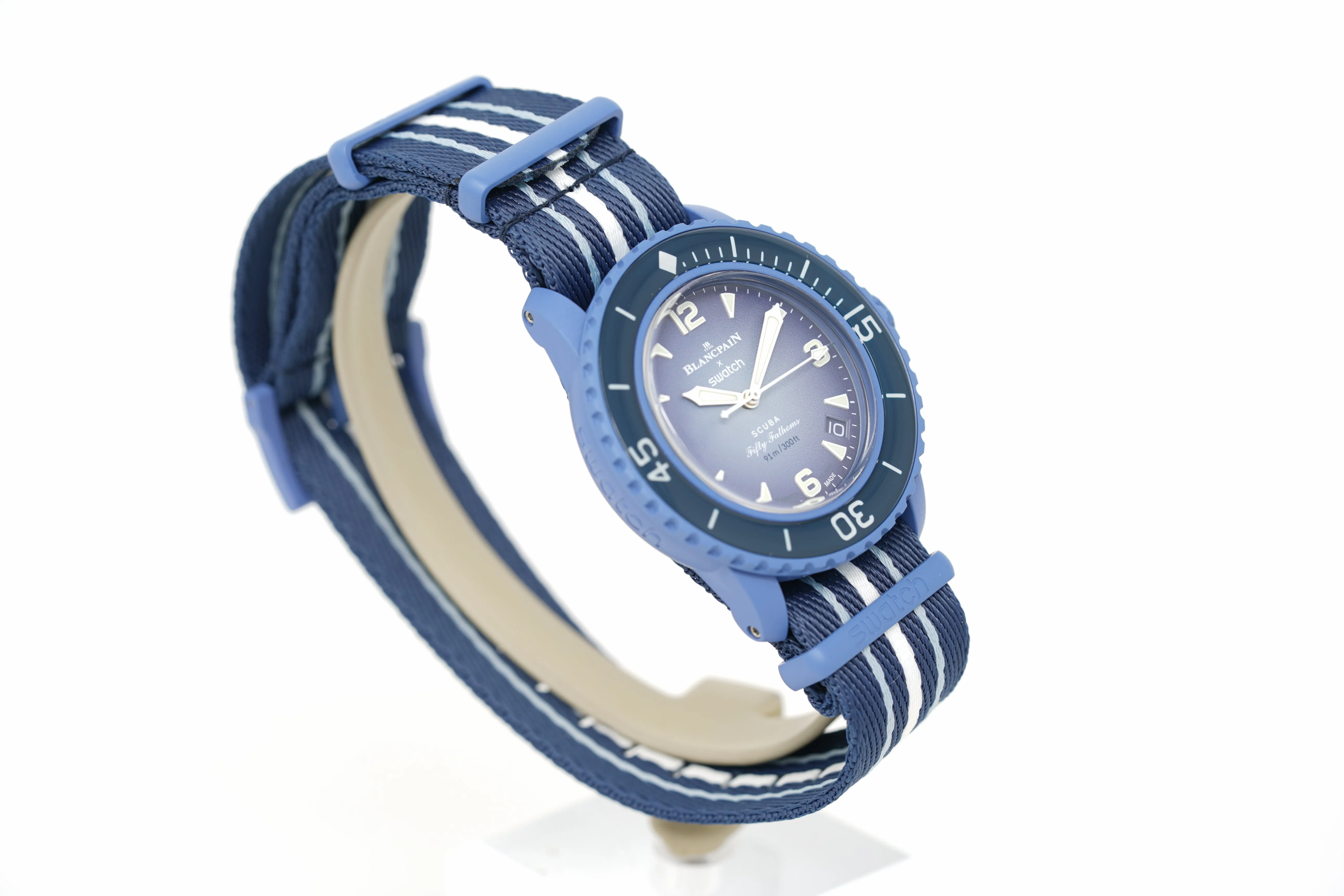 Pre-Owned Swatch x Blancpain Scuba Fifty Fathoms Atlantic Ocean SO35A100