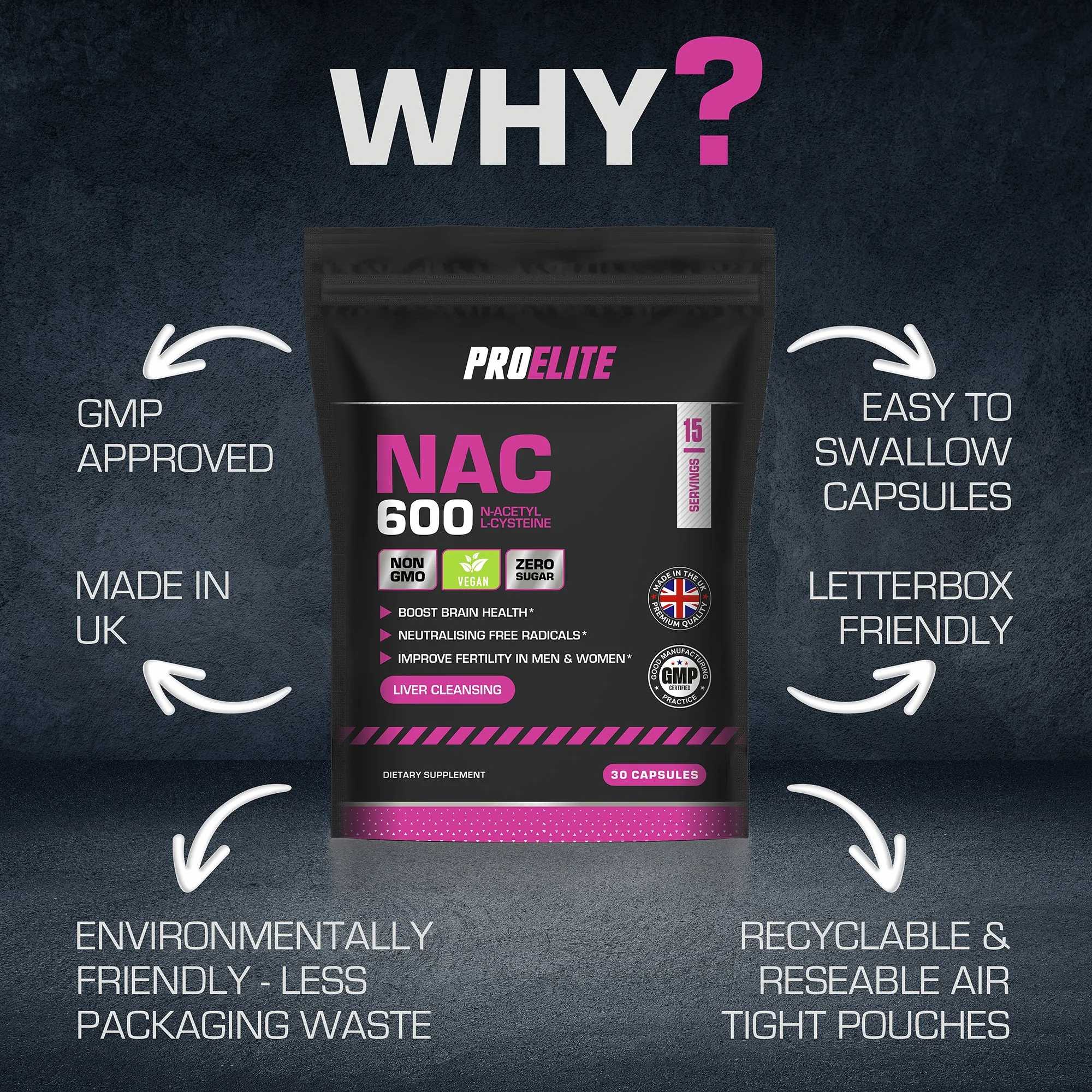 Pro-Elite NAC N-ACETYL L-CYSTEINE Vegan Capsules