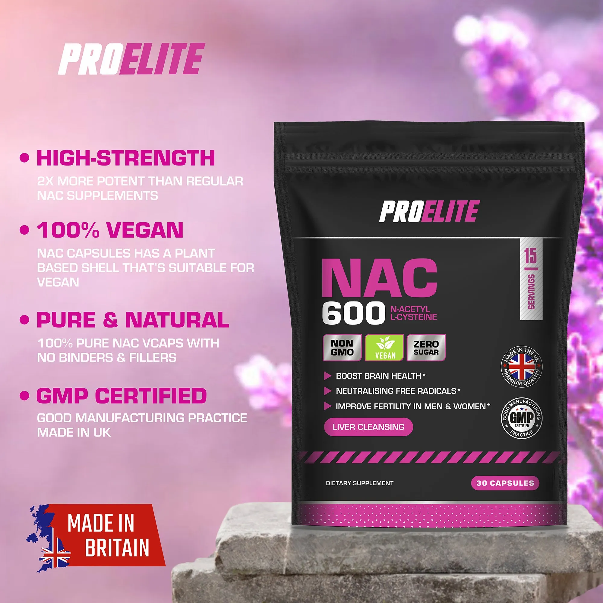 Pro-Elite NAC N-ACETYL L-CYSTEINE Vegan Capsules