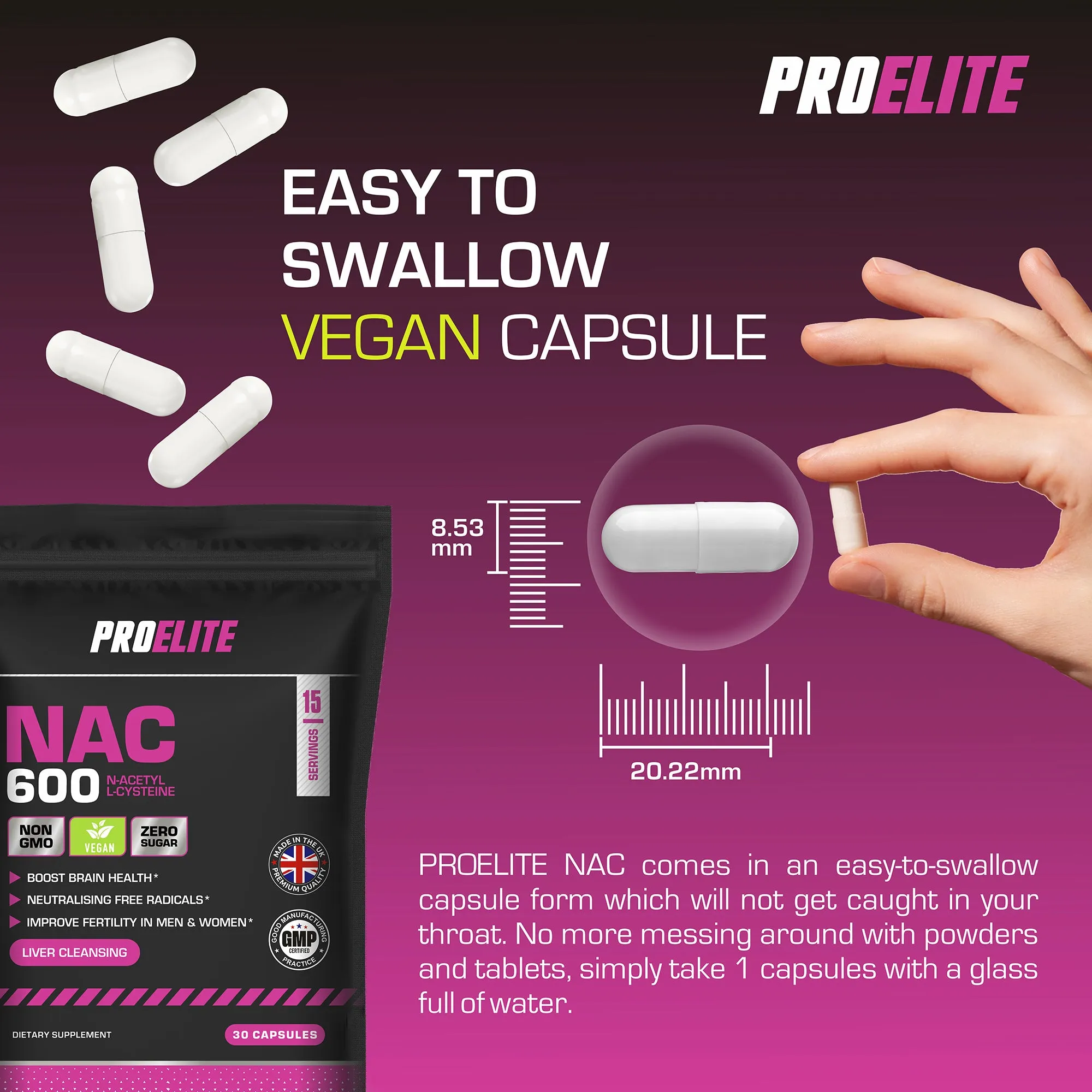 Pro-Elite NAC N-ACETYL L-CYSTEINE Vegan Capsules