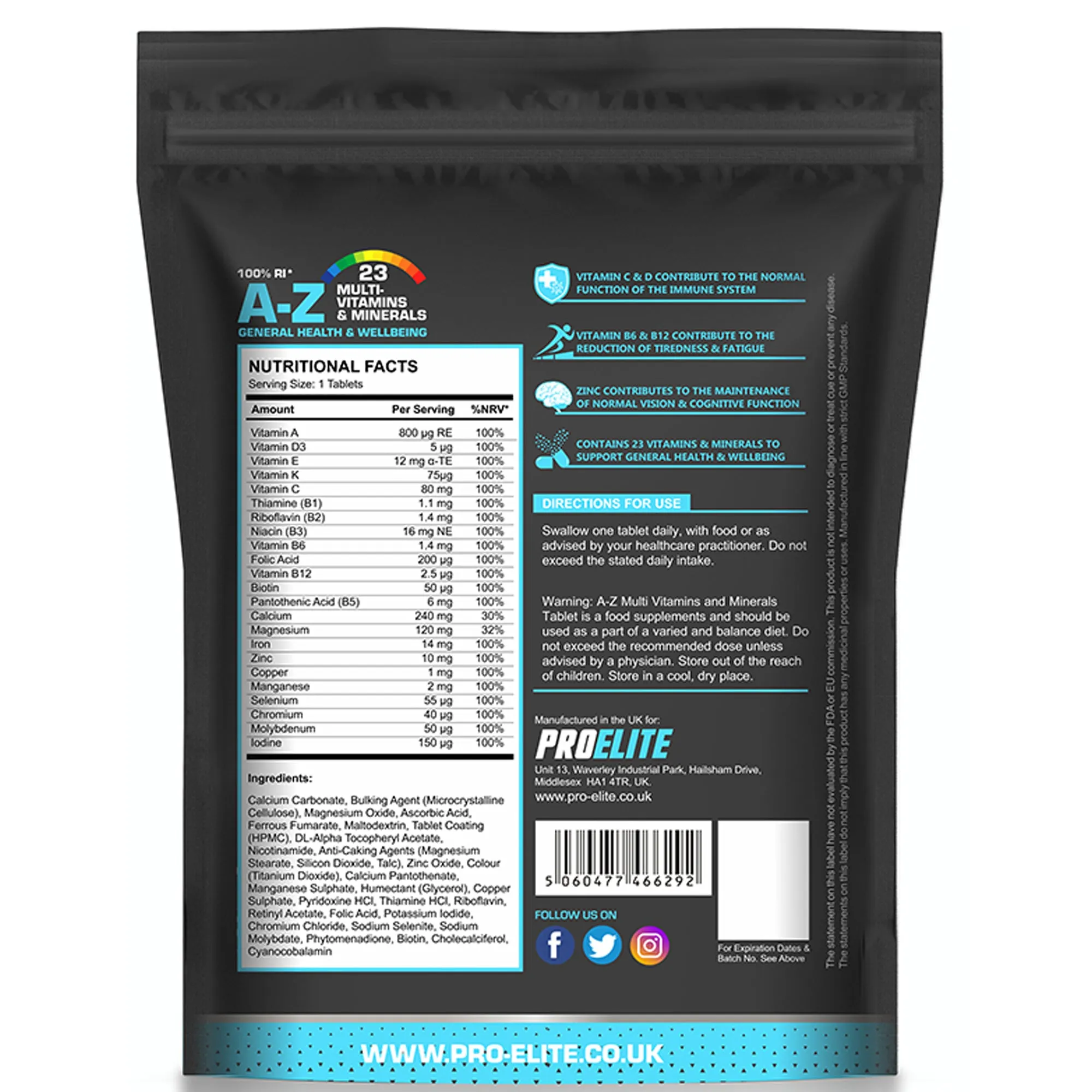 PROELITE A-Z Multi Vitamins & Minerals Vegan Tablets