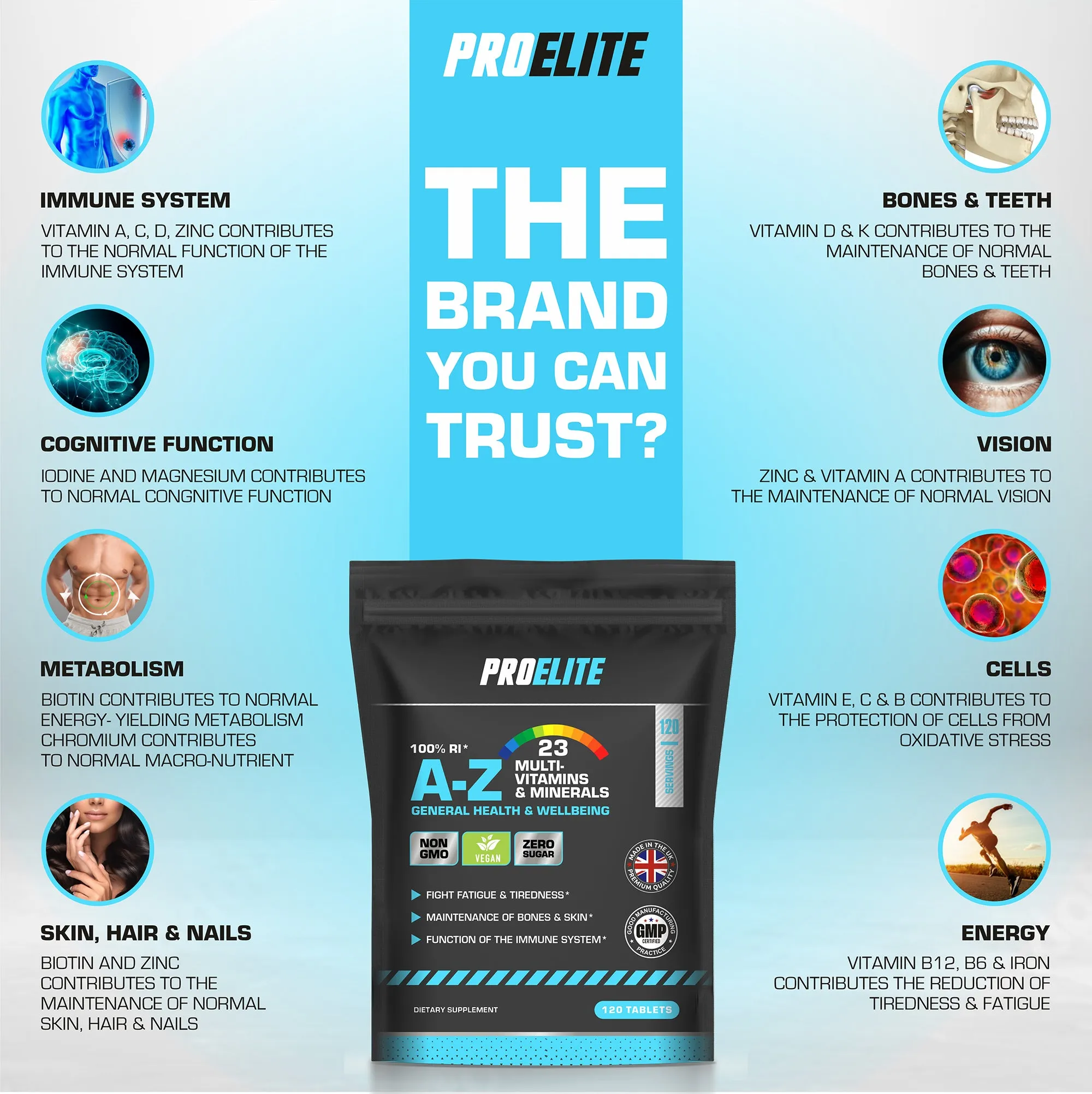 PROELITE A-Z Multi Vitamins & Minerals Vegan Tablets