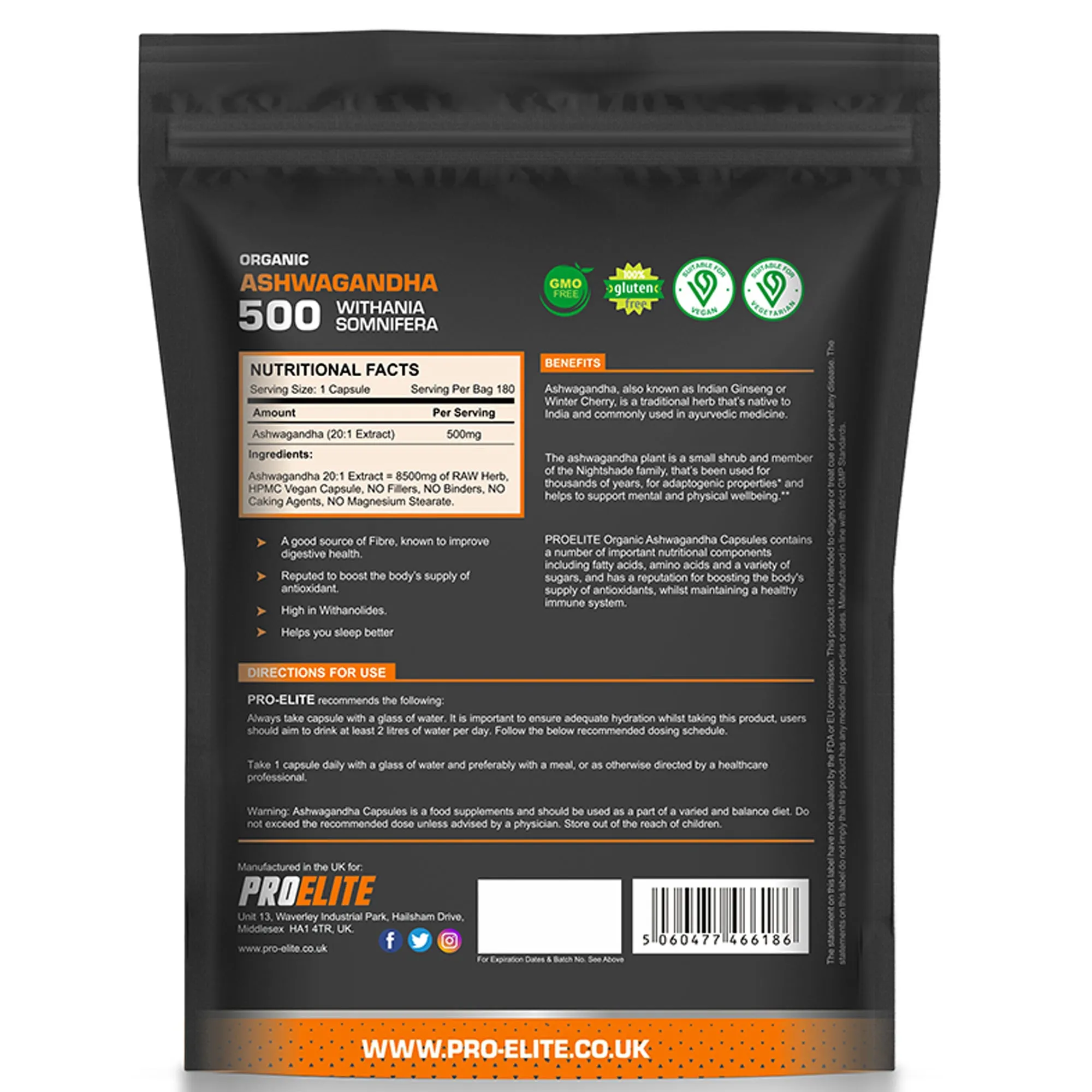 PROELITE Ashwagandha Vegan Capsules