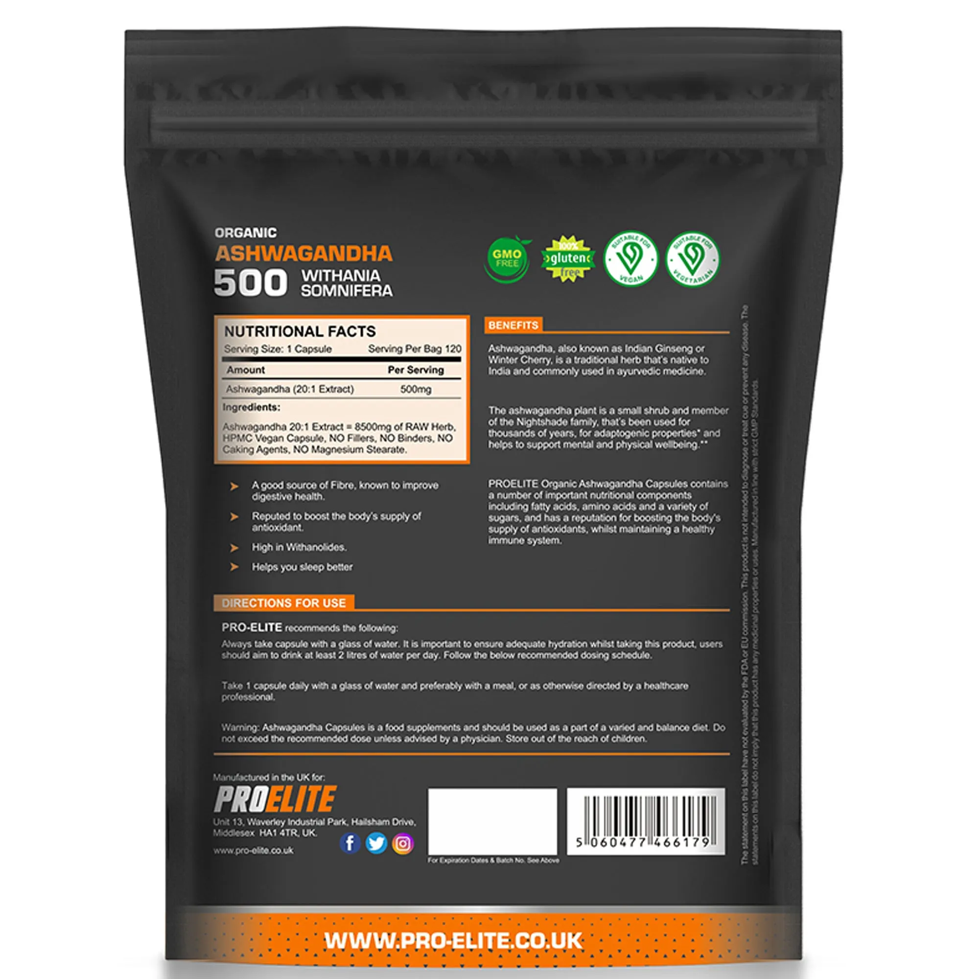 PROELITE Ashwagandha Vegan Capsules