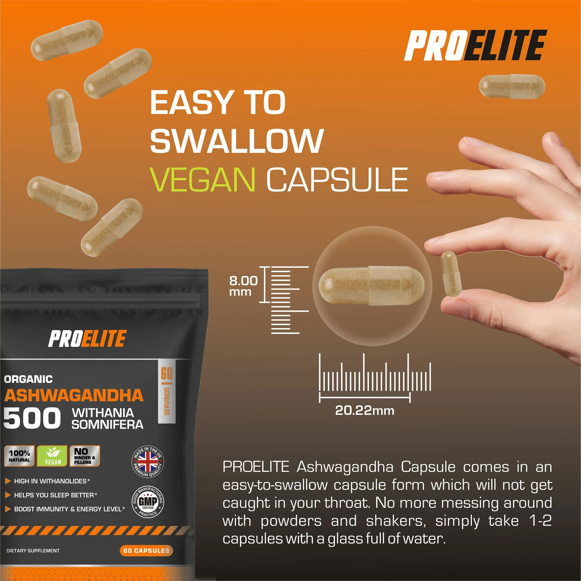 PROELITE Ashwagandha Vegan Capsules