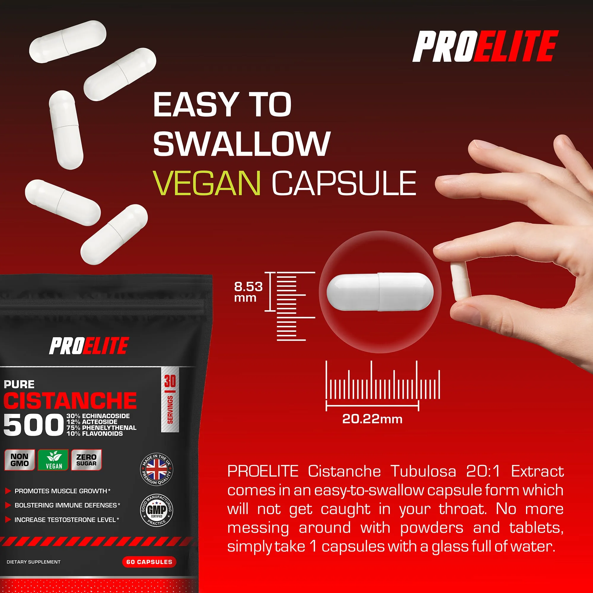 PROELITE Cistanche 20:1 Extract Vegan Capsules