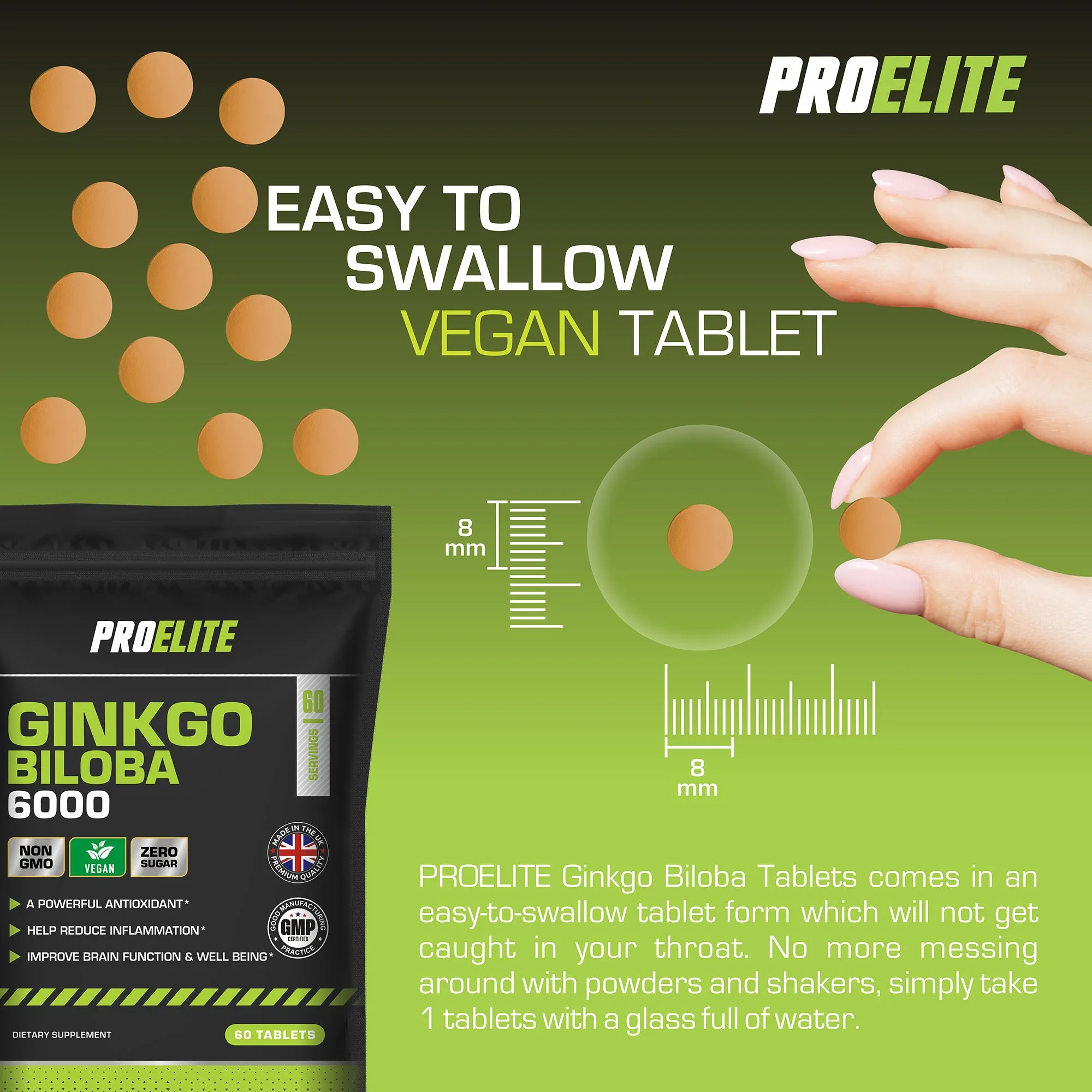 PROELITE Ginkgo Biloba 6000 Vegan Tablets