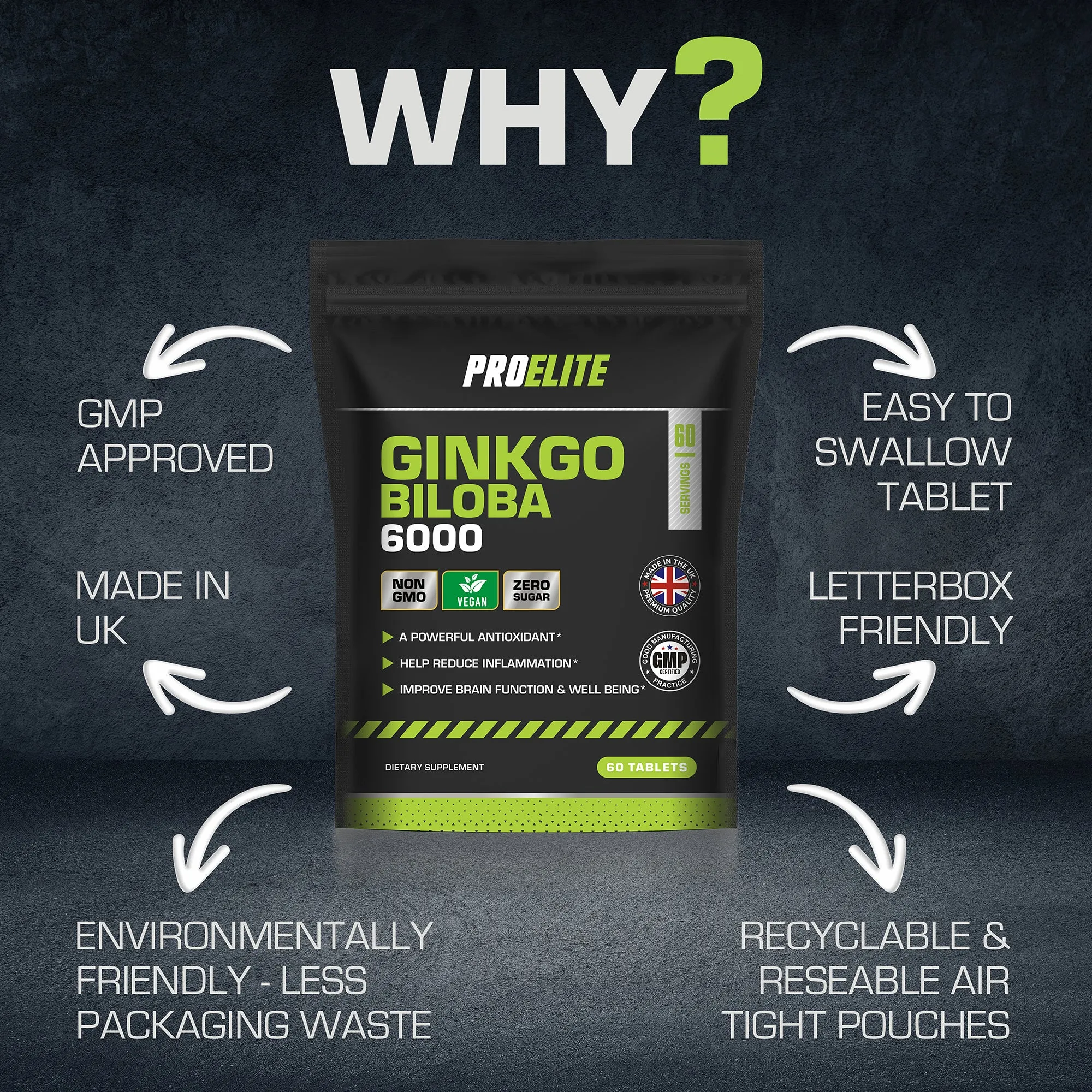 PROELITE Ginkgo Biloba 6000 Vegan Tablets