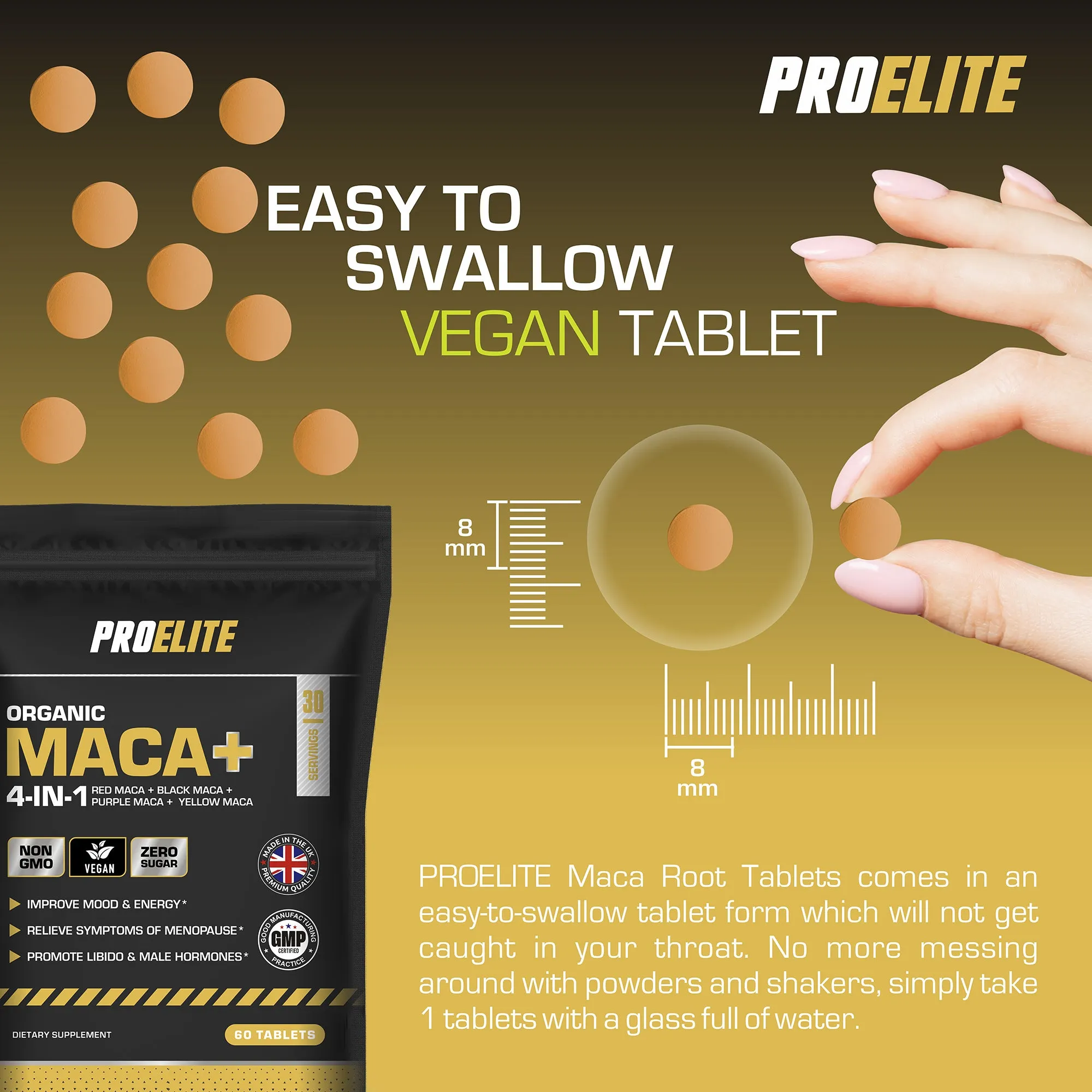 PROELITE Maca Root 5:1 Extract Vegan Tablets