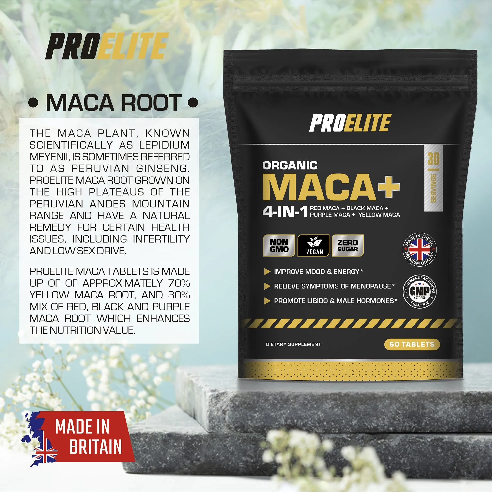 PROELITE Maca Root 5:1 Extract Vegan Tablets