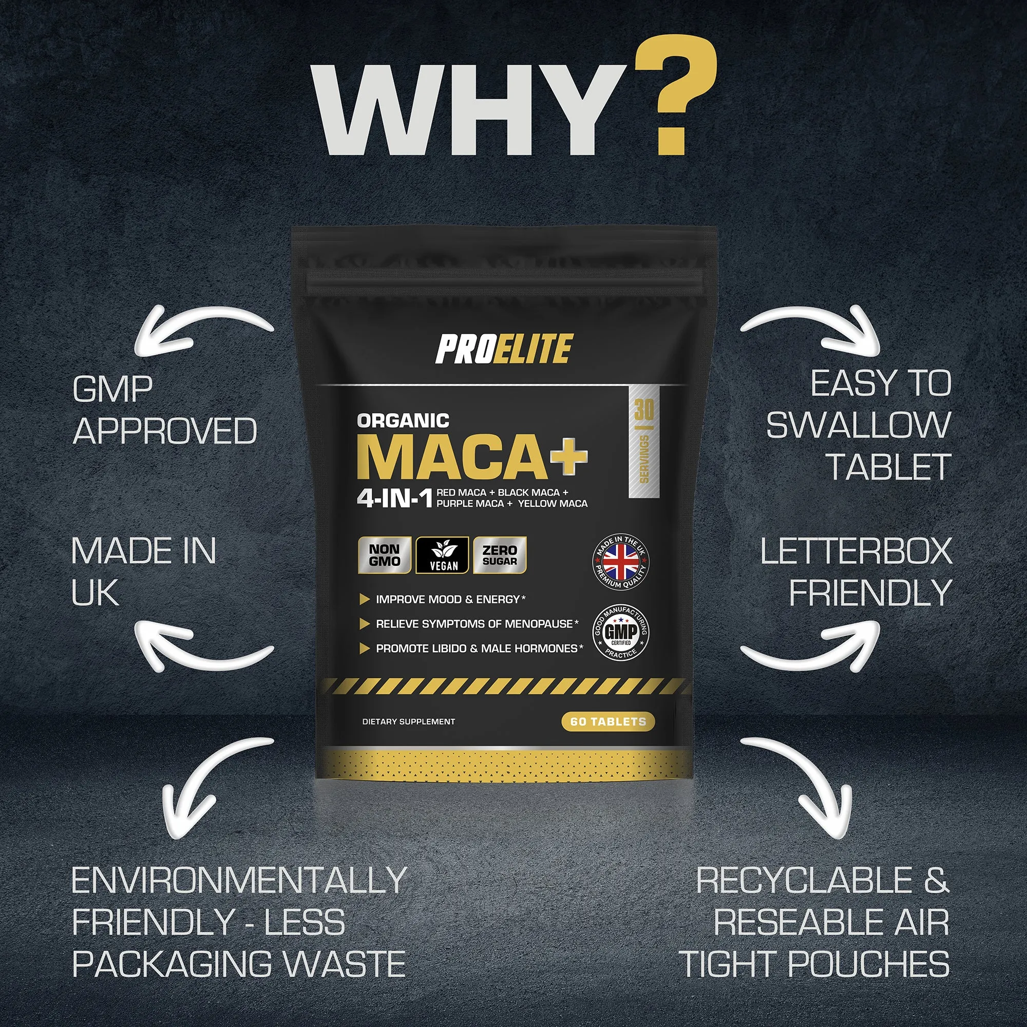 PROELITE Maca Root 5:1 Extract Vegan Tablets