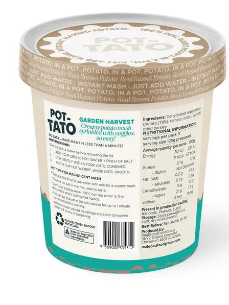 Purely Potato Instant Mashed Potato Garden Harvest 63g