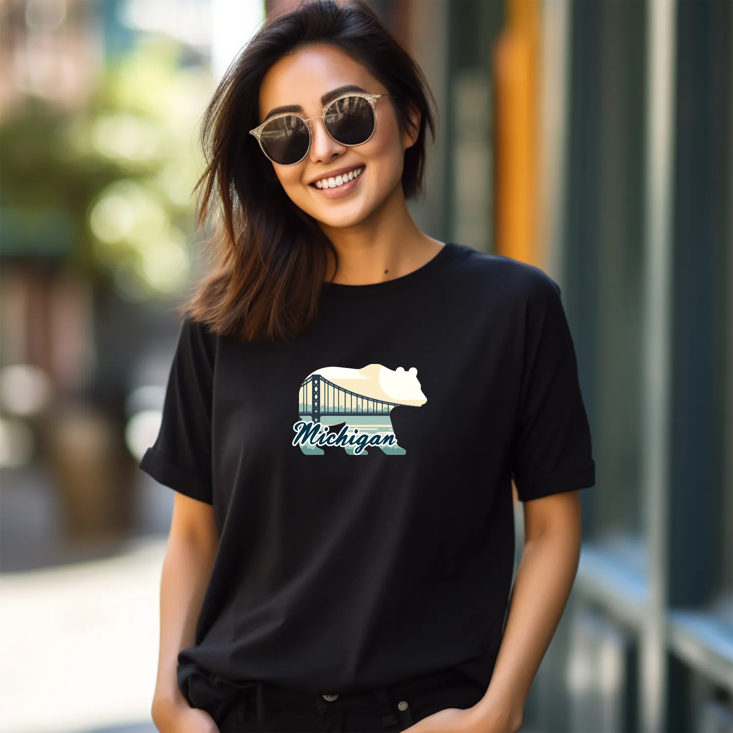 "Bear Bridge" Relaxed Fit Crew Unisex T-Shirt