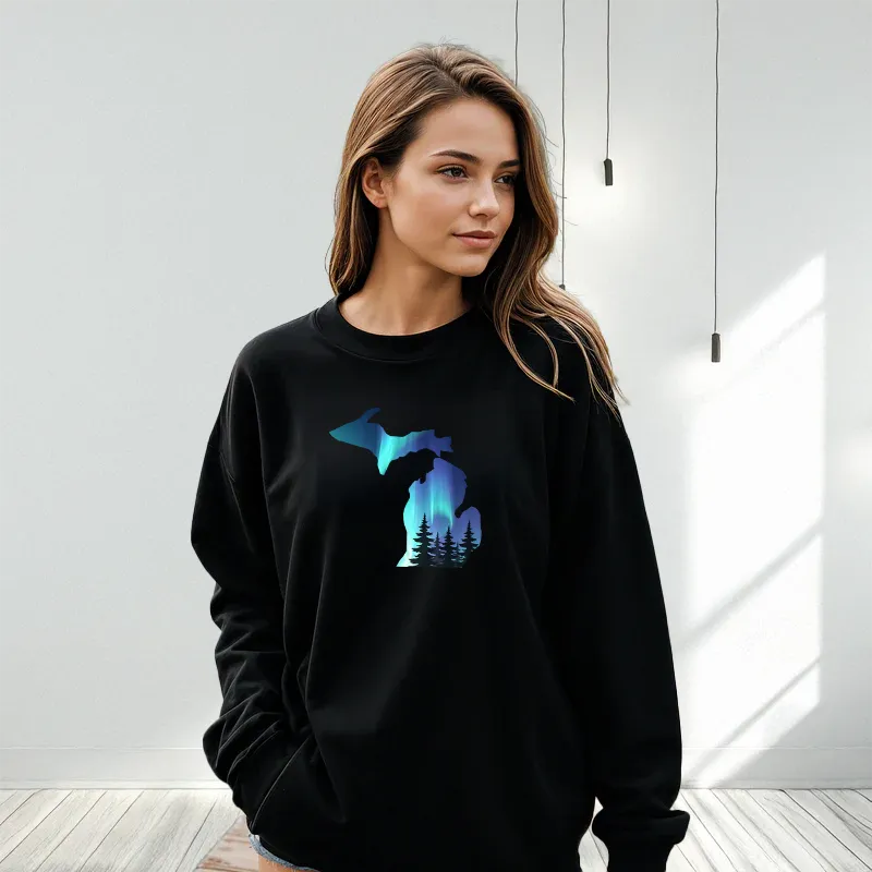 "Michigan Northern Lights" Relaxed Fit Classic Crew Unisex Sweatshirt
