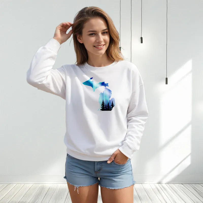 "Michigan Northern Lights" Relaxed Fit Classic Crew Unisex Sweatshirt