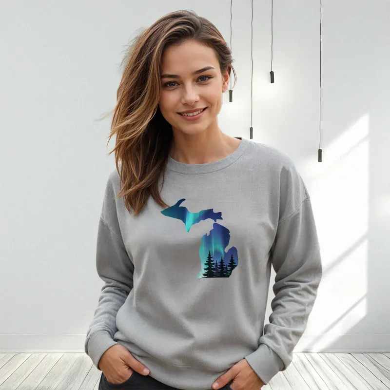 "Michigan Northern Lights" Relaxed Fit Classic Crew Unisex Sweatshirt