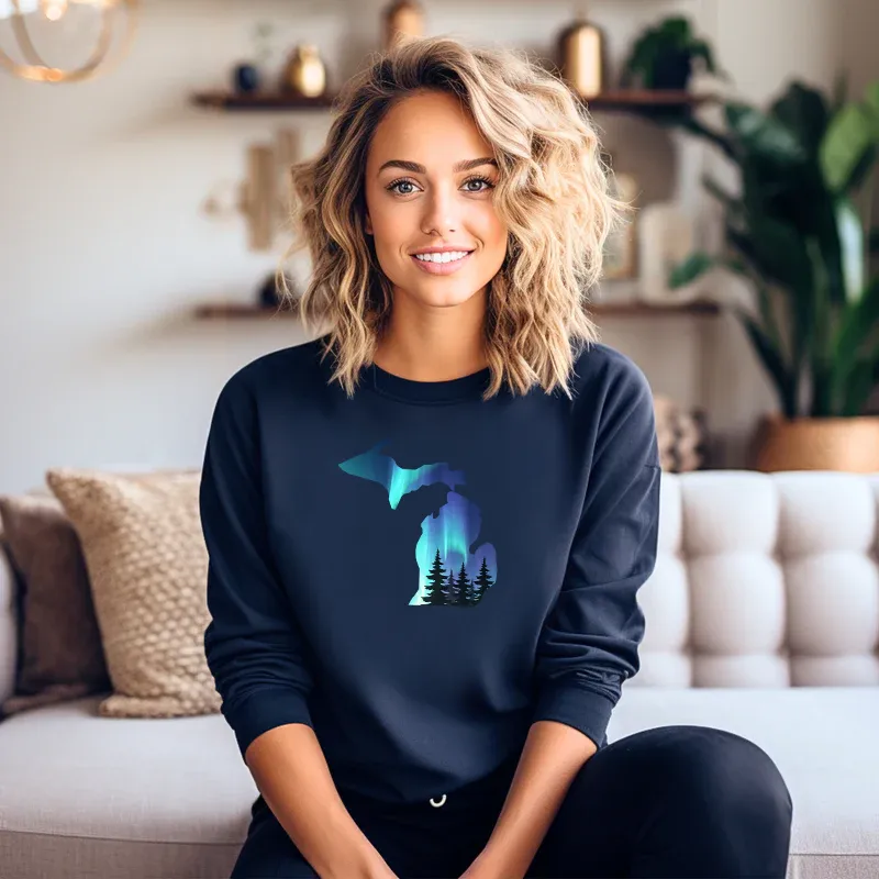 "Michigan Northern Lights" Relaxed Fit Long Sleeve Unisex T-Shirt
