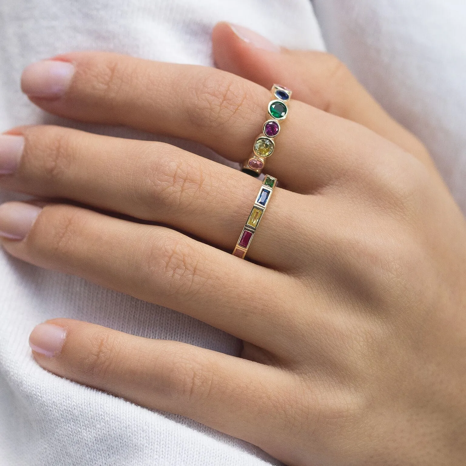 Rainbow Baguette Ring