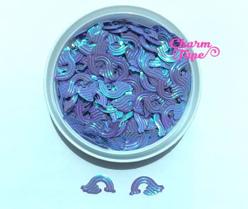 Rainbow Loose glitters Confetti 18mm Party Decor UV resin, Iridescent Cloud cut out