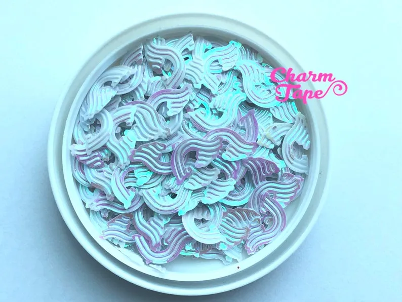 Rainbow Loose glitters Confetti 18mm Party Decor UV resin, Iridescent Cloud cut out